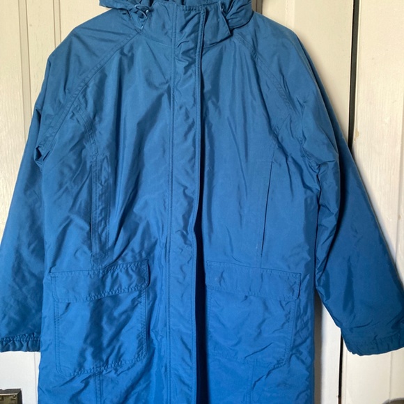 Vintage L.L. Bean Light Blue Hooded Long Women’s Coat M - Picture 3 of 9